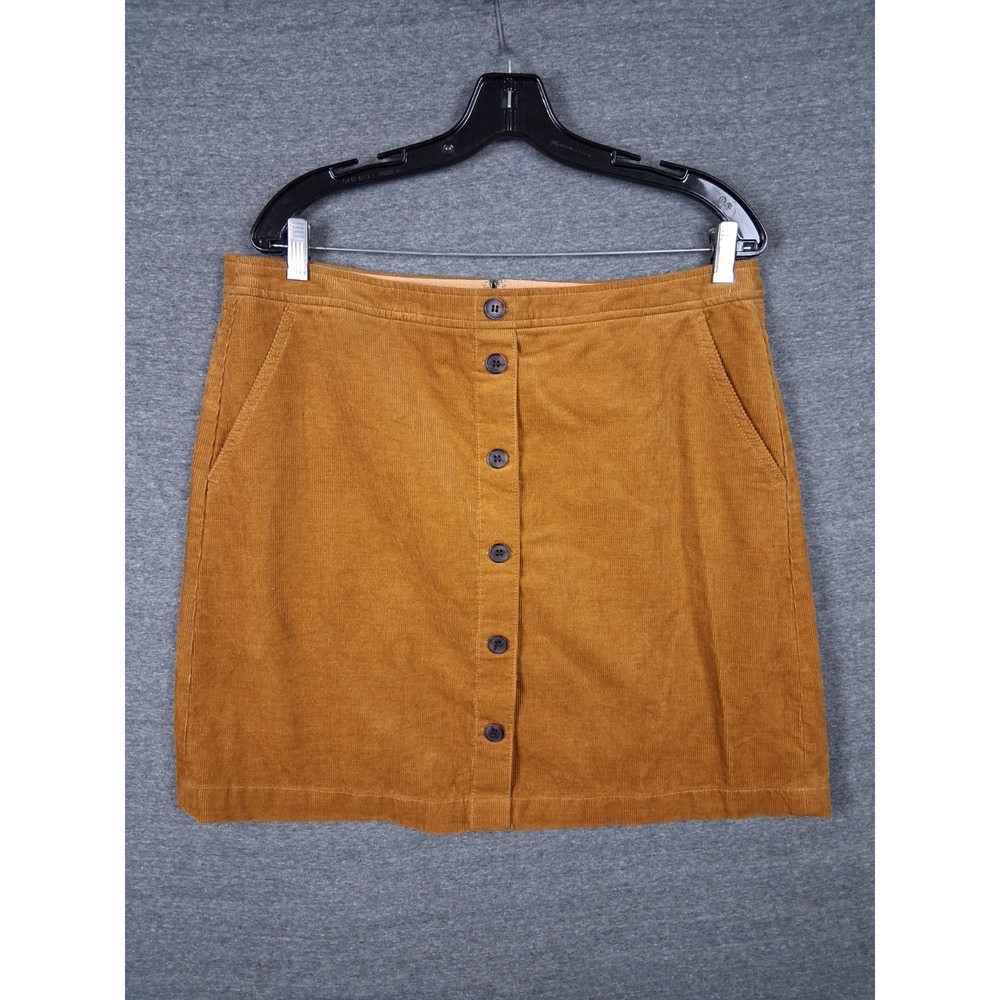 NEW J Crew Womens Skirt 14 Brown Corduroy Button Career Capsule Office BA838